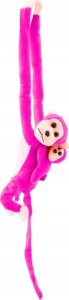 LeanToys Maskotka Pluszowa Małpka z Dzieckiem Ciemno Różowa z Dźwiękiem 70 cm 4