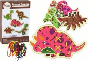 LeanToys Gra Zręcznościowa Raj Dinozaurów Sznurowane Kolorowe 1