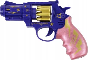 LeanToys Pistolet Niebiesko - Różowy Revolver Broń Dźwięki Światła 3