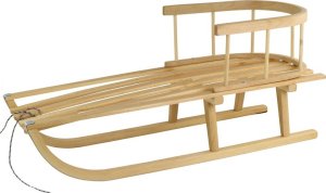 LeanToys Sanki Drewniane Z Oparciem Sznurek Saneczki Duże 2