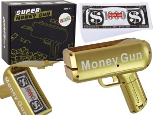 LeanToys Pistolet Na Pieniądze Strzelający Złoty Wyrzutnia Money Gun Banknoty 1