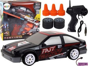 LeanToys Autko Sportowe Zdalnie Sterowane R/C 1:24 Czarne Wymienne Koła 1