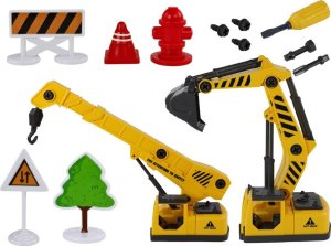 LeanToys Pojazdy Budowlane Dźwięk Światła 1:12 DIY Betoniarka Dźwig Koparka 2