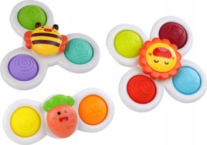 LeanToys Zabawka Sensoryczna Spinnery Pszczółka Słoneczko Marchewka Przyssawki 2