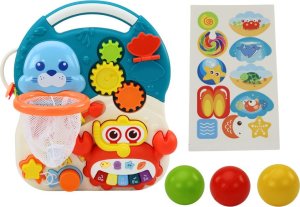 LeanToys Chodzik Pchacz Edukacyjny Stolik 2w1 Panel Interaktywny Niebieski 4