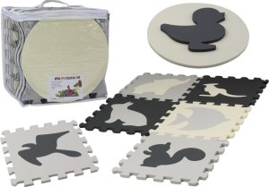 LeanToys Miękkie Puzzle Mata Kontrastowa Edukacyjna Pianka EVA Szare 28 ele. 1