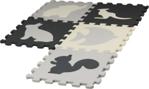 LeanToys Miękkie Puzzle Mata Kontrastowa Edukacyjna Pianka EVA Szare 28 ele. 2
