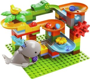 LeanToys Klocki Konstrukcyjne Zjeżdżalnia Dla Kulek Wieloryb 84 el 2