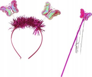 LeanToys Strój Wróżki Przebranie Motyla Kostium Ciemny Różowy Skrzydła 4