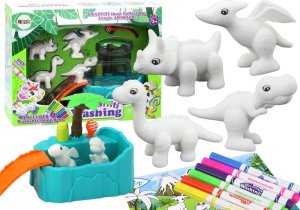 LeanToys Zestaw Artystyczny Malowanie Dinozaurów Wanna Zjeżdżalnia Figurki Pisaki 1