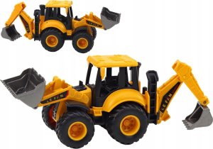 LeanToys Pojazd Budowlany Koparka Dwie Łyżki Regulacja Żółta 3