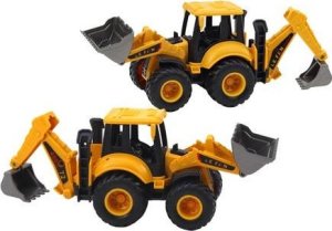 LeanToys Pojazd Budowlany Koparka Dwie Łyżki Regulacja Żółta 4