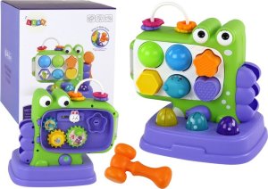 LeanToys Dinozaur Panel Edukacyjny Whac-A-Mole Sorter Gra Dla Dzieci Fioletowy 1