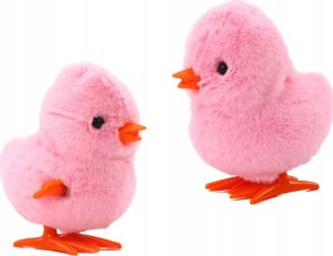 LeanToys Skaczący Kurczak Nakręcany Pluszowy Zabawka Ozdoba Różowy 2