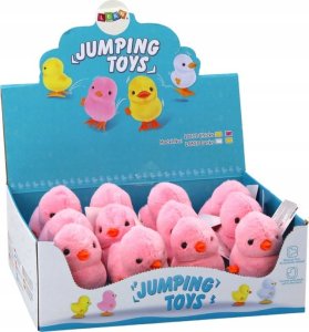 LeanToys Skaczący Kurczak Nakręcany Pluszowy Zabawka Ozdoba Różowy 3