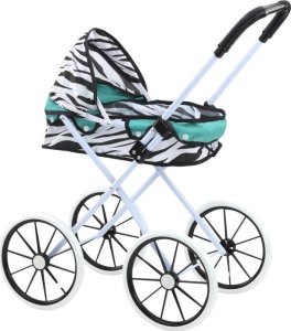 LeanToys Wózek Dla Lalek Duże Koła Składany Zebra Turkus 2