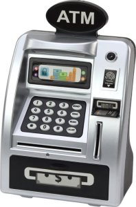 LeanToys Bankomat Skarbonka Dla Dzieci Nauka Oszczędzania Srebrno Czarny 2