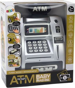 LeanToys Bankomat Skarbonka Dla Dzieci Nauka Oszczędzania Srebrno Czarny 3