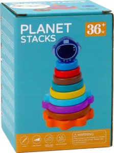 LeanToys Piramida Sorter Drewniany Układanka Piramidka Planety Kosmos 10 ele. 4