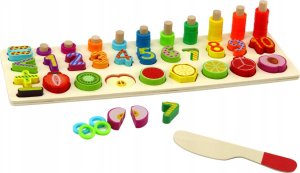 LeanToys Zestaw Edukacyjny Sorter Drewniana Plansza Nauka Matematyki Owoce 2