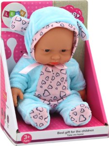 LeanToys Mała Lalka Bobas Ubranko Czapeczka Kokardka Uszy Niebieski 3