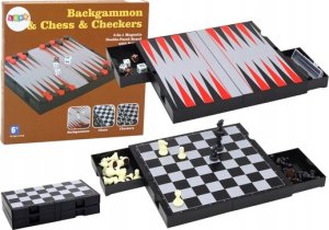 LeanToys Zestaw Gier 3w1 Plansza Magnetyczna Szachy Warcaby Backgammon 1