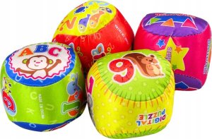 LeanToys Zestaw Miękkie Piłeczki Kolorowe Edukacyjne Grzechotka Piłki 4szt. 2