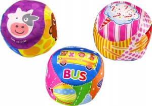 LeanToys Miękka Piłeczka Z Grzechotką Kolorowa Piłka Zwierzątka Owoce MIX 10cm 2
