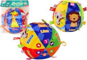 LeanToys Piłka Pluszowa Miękka Sensoryczna Edukacyjna Grzechotka Zwierzątka 18cm 1