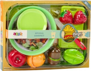 LeanToys Zestaw Owoców Do Krojenia Sałatka Sztućce Taca Artykuły Spożywcze 25 ele. 4