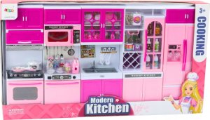 LeanToys Zestaw Mebli Kuchennych dla Lalek Lodówka Kuchenka Akcesoria Różowy 3