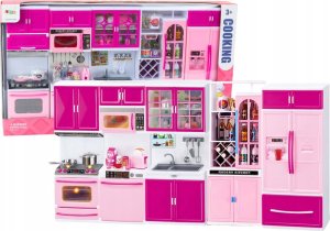 LeanToys Zestaw Mebli Kuchennych dla Lalek Lodówka Kuchenka Akcesoria Różowy 4