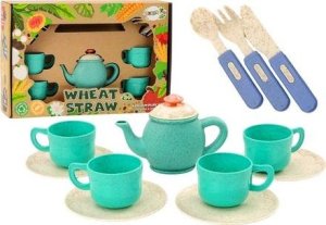 LeanToys Zestaw Naczyń Filiżanki Talerzyki Sztućce Imbryk 22 El 4