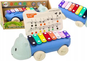 LeanToys Cymbałki Hipopotam Na Kółkach Instrument Dla Dzieci Kolorowe Edukacyjne 1