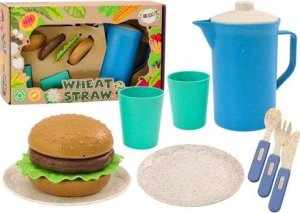 LeanToys Zestaw Naczyń Talerzyki Kubeczki Dzbanek Hamburger Sztućce 11 El 5