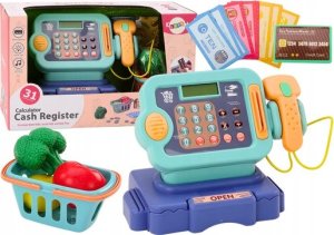 LeanToys Kasa Fiskalna Nauka Liczenia Monety Koszyk Światła Dźwięki Niebieska 1
