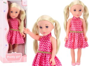 LeanToys Lalka Różowa Sukienka Kucyki Blond Włosy Duża Laleczka 46cm 1