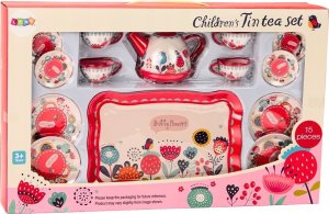 LeanToys Zestaw Do Kawy Herbaty Filiżanki Czajnik Taca Czerwony Kawiarnia 15 ele. 3