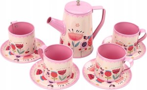 LeanToys Zestaw Do Kawy Herbaty Filiżanki Czajnik Taca Różowy Kawiarnia 12 ele. 2