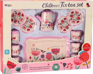 LeanToys Zestaw Do Kawy Herbaty Filiżanki Czajnik Taca Różowy Kawiarnia 12 ele. 4