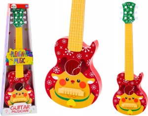 LeanToys Gitara Zabawkowa Dla Dzieci Regulacja Strun Renifer Czerwona 1