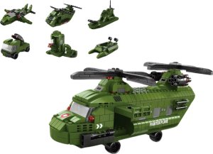 LeanToys Zestaw Klocków Helikopter Wojskowy Militarny Zielony 1000 El 2