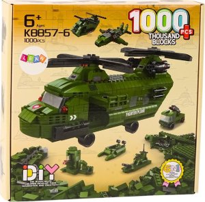 LeanToys Zestaw Klocków Helikopter Wojskowy Militarny Zielony 1000 El 3
