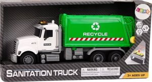 LeanToys Śmieciarka Kosze Na Śmieci Światła Dźwięki Napęd  Biało-Zielona 4