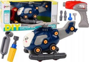 LeanToys Helikopter Kreskówkowy Do Skręcania DIY Niebieski 1