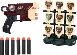 LeanToys Zestaw Pistolet Z Tarczą Strzałki Piankowe Dinozaury Brązowy 2