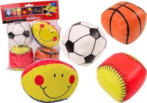 LeanToys Miękkie Piłki Sportowe Koszykówka Rugby Piłka Nożna Baseball Zestaw 4ele. 4