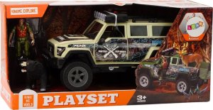 LeanToys Terenowy Samochód Myśliwski Myśliwy Niedźwiedź Światła Dźwięki Beżowy 3