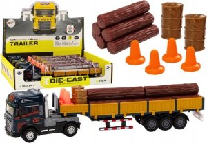 LeanToys Ciężarówka Z Drewnem Niebieska Tir Przyczepa 1:24 Bale Dźwięki Światła 1