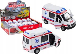 LeanToys Ambulans Karetka 1:32 Otwierane Drzwi Światła Dźwięki Napęd Biała 1